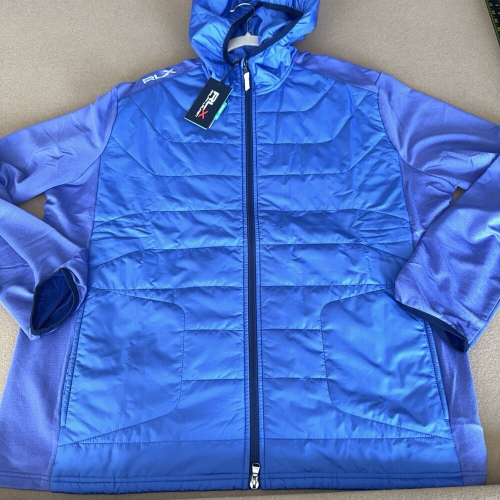 RLX Ralph Lauren Men’s Hybrid Wool Full Zip Blue Jacket Mens 2XL Quilted